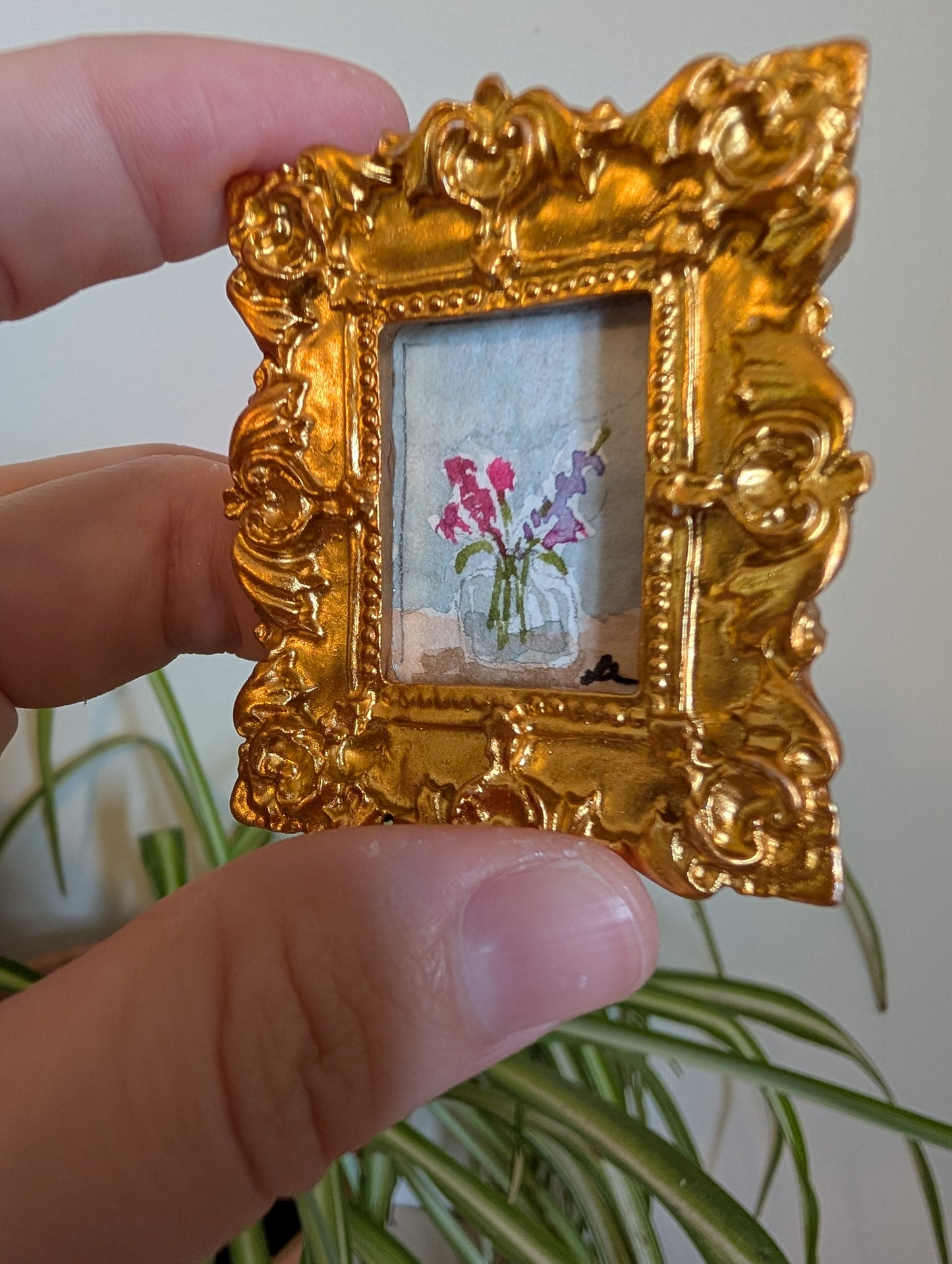 Mini Vase of Flowers Painting - Original Watercolor Art by Lora Cavallin