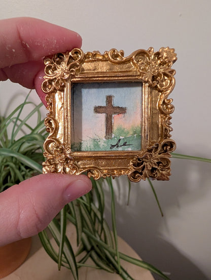 Mini Cross Painting - Original Watercolor Art by Lora Cavallin