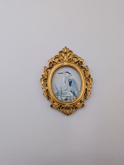 Mini Blue Heron Painting - Original Watercolor Art by Lora Cavallin