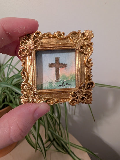 Mini Cross Painting - Original Watercolor Art by Lora Cavallin