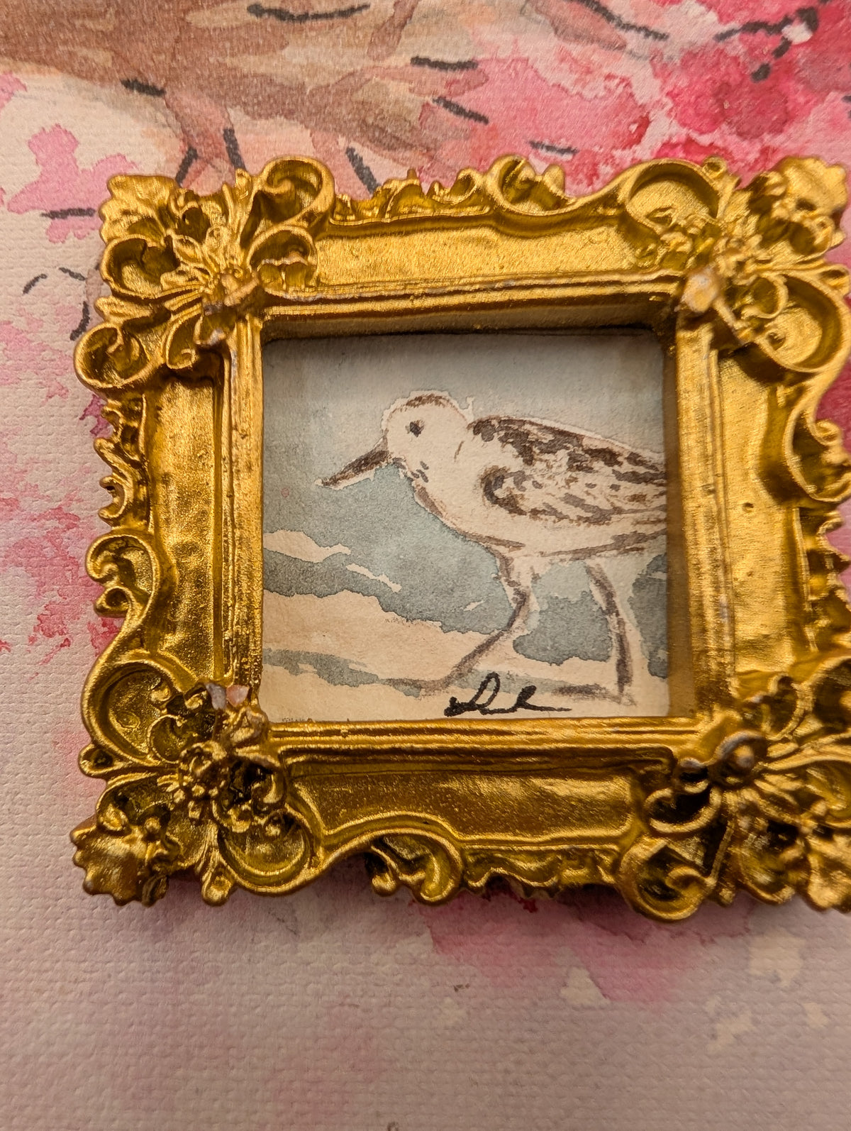 Mini Sandpiper Painting - Original Watercolor Art by Lora Cavallin