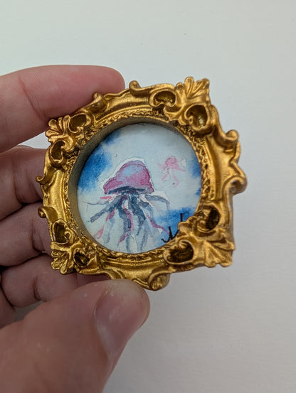 Mini Jellyfish Painting - Original Watercolor Art by Lora Cavallin