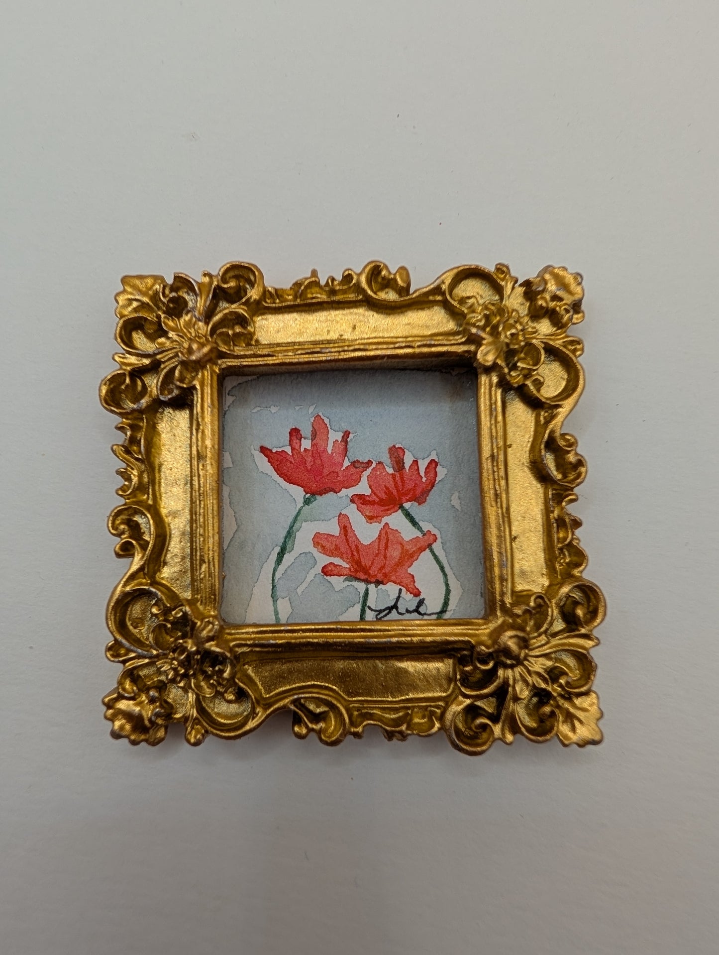 Mini Floral Painting - Original Watercolor Art by Lora Cavallin