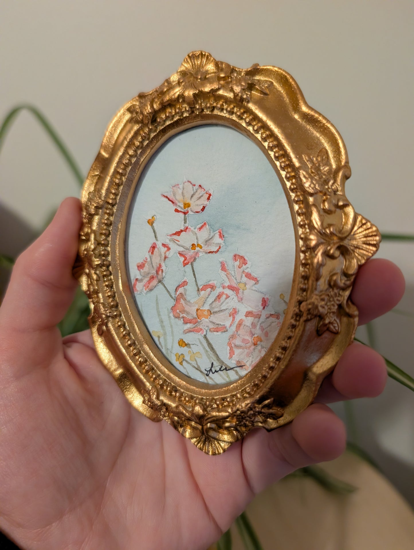 Mini Floral Painting - Original Watercolor Art by Lora Cavallin