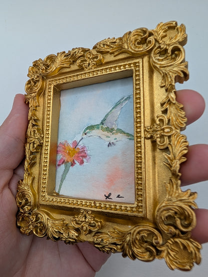 Mini Hummingbird Painting - Original Watercolor Art by Lora Cavallin