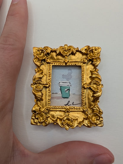 Mini Cup of Coffee Painting - Original Watercolor Art by Lora Cavallin