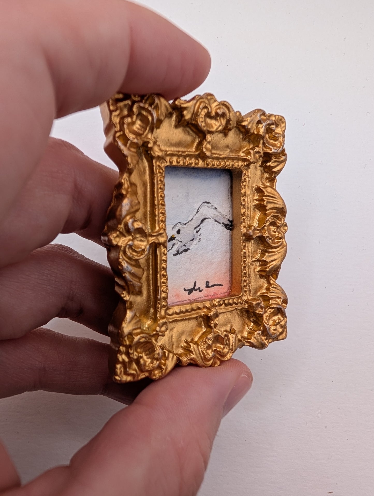 Mini Seagull Painting - Original Watercolor Art by Lora Cavallin