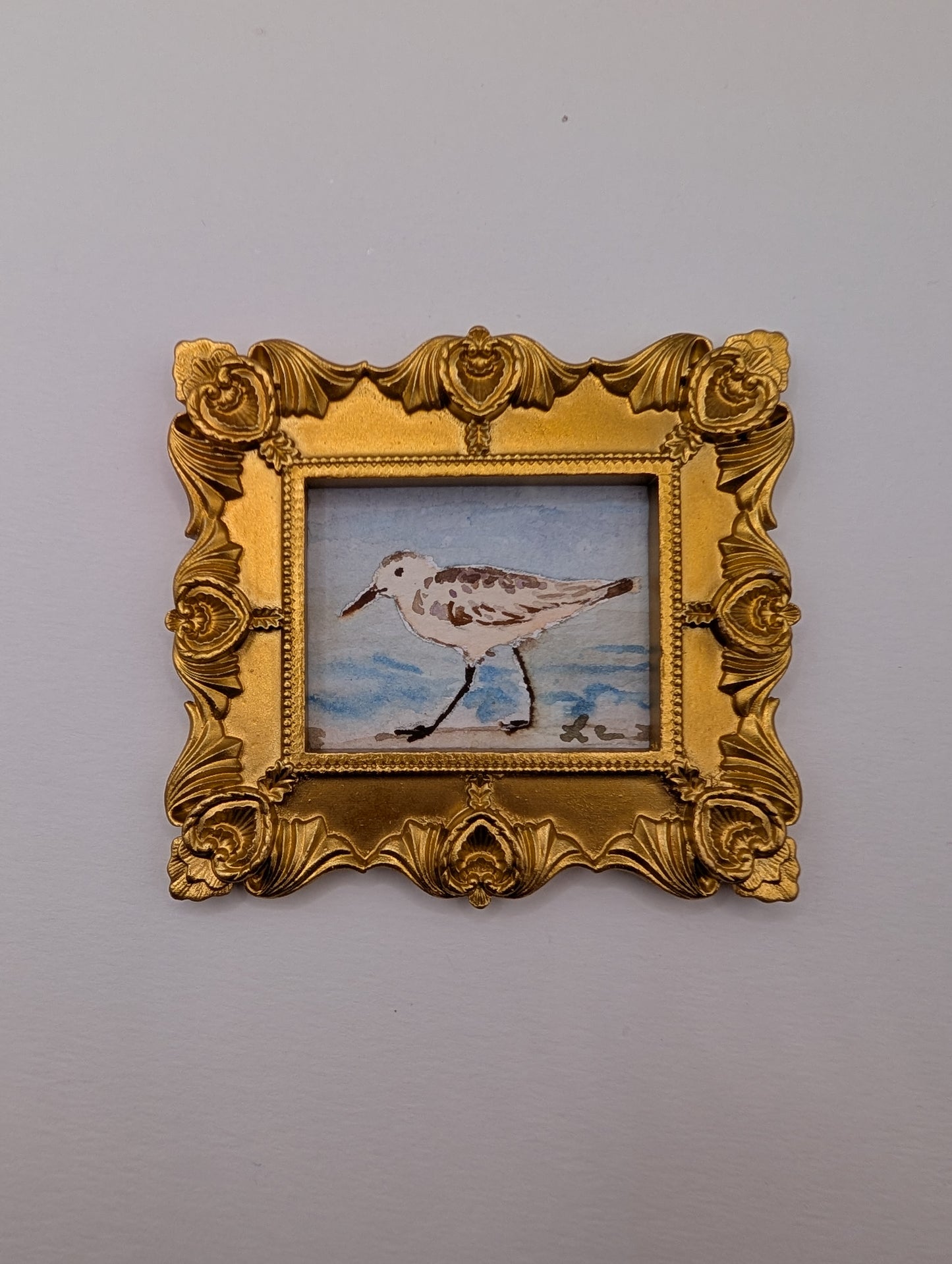 Mini Sandpiper Painting - Original Watercolor Art by Lora Cavallin
