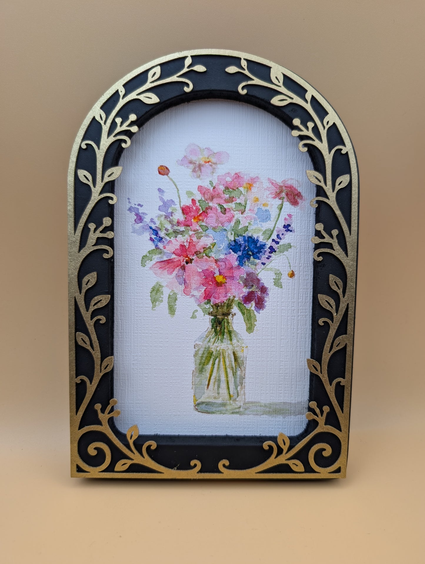 Flowers in Vase - Arched Frame