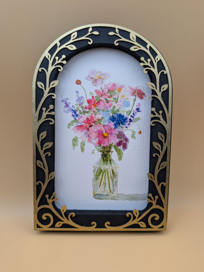 Flowers in Vase - Arched Frame
