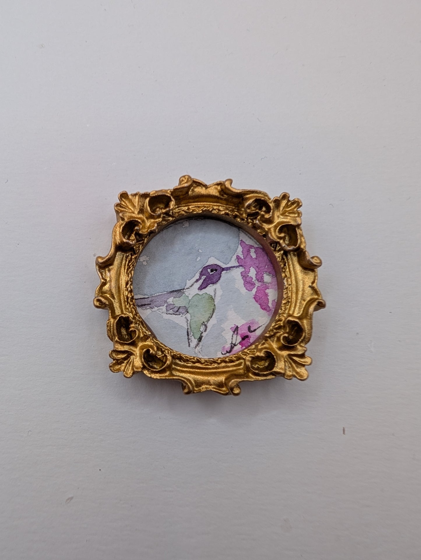 Mini Hummingbird Painting - Original Watercolor Art by Lora Cavallin