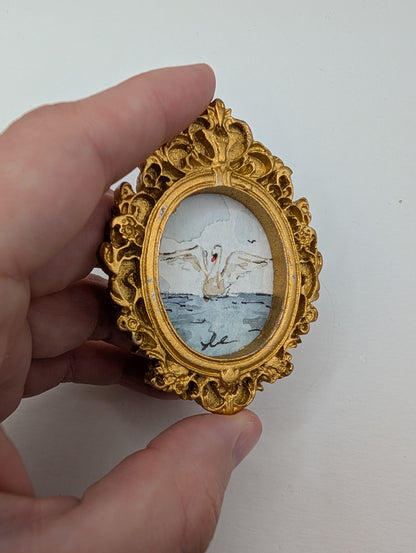 Mini Swan Painting - Original Watercolor Art by Lora Cavallin