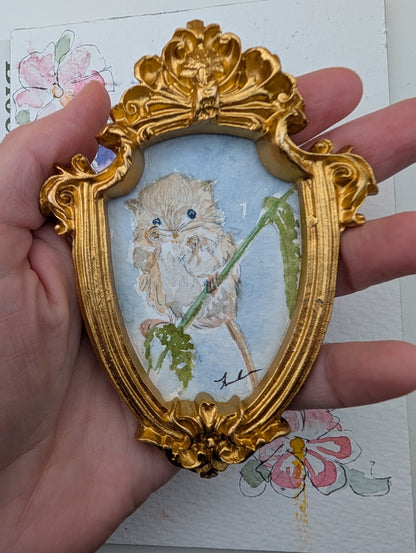 Mini Field Mouse Painting - Original Watercolor Art by Lora Cavallin
