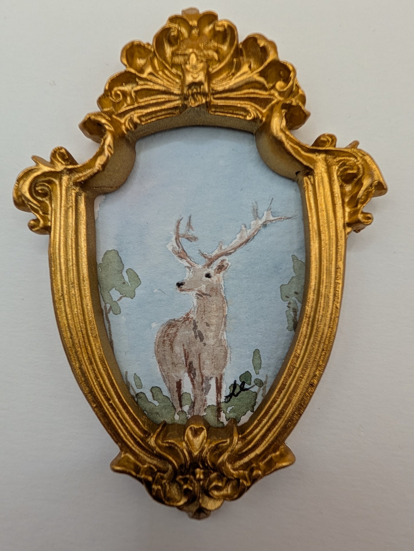 Mini Deer Painting - Original Watercolor Art by Lora Cavallin