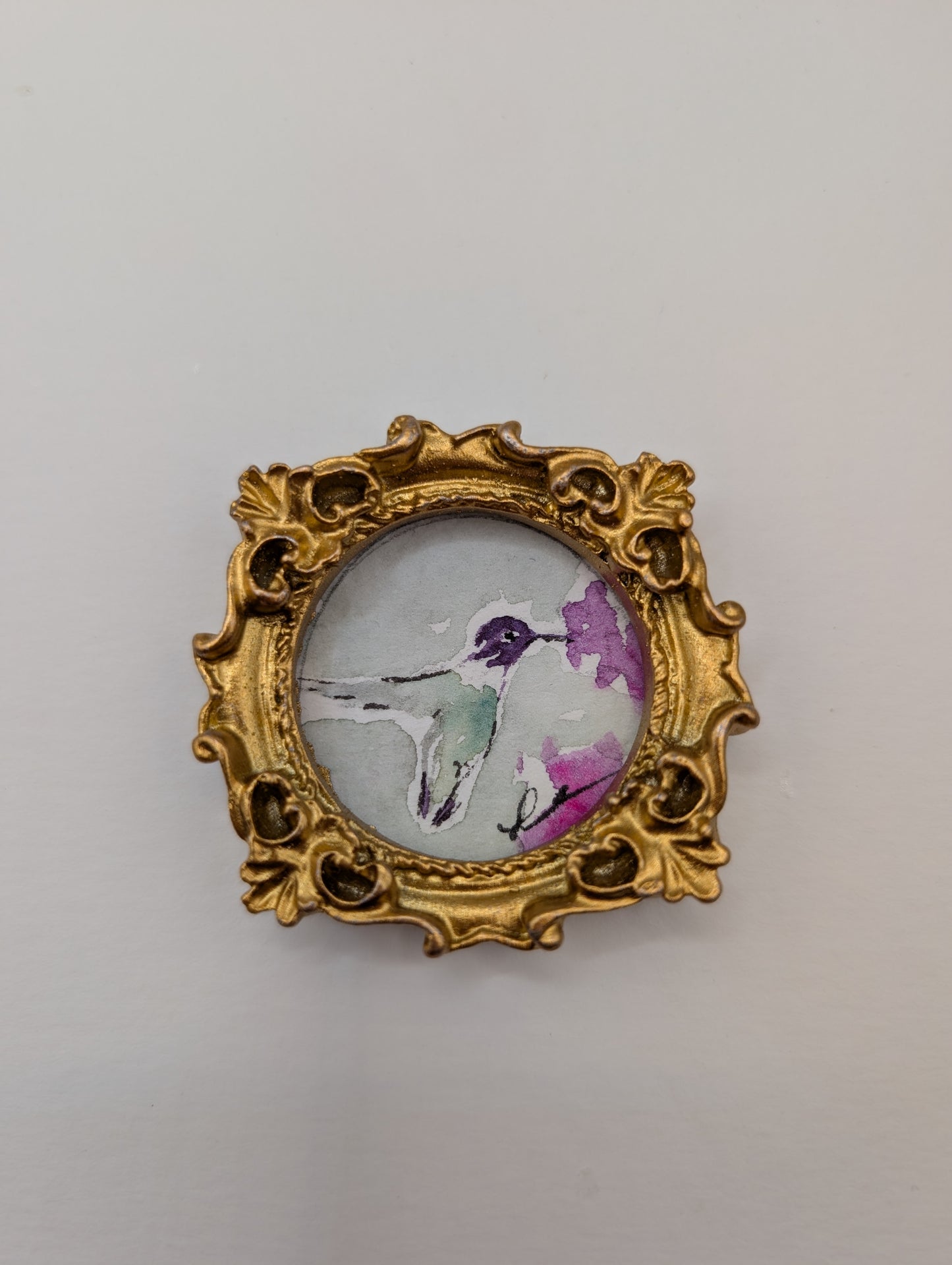 Mini Hummingbird Painting - Original Watercolor Art by Lora Cavallin