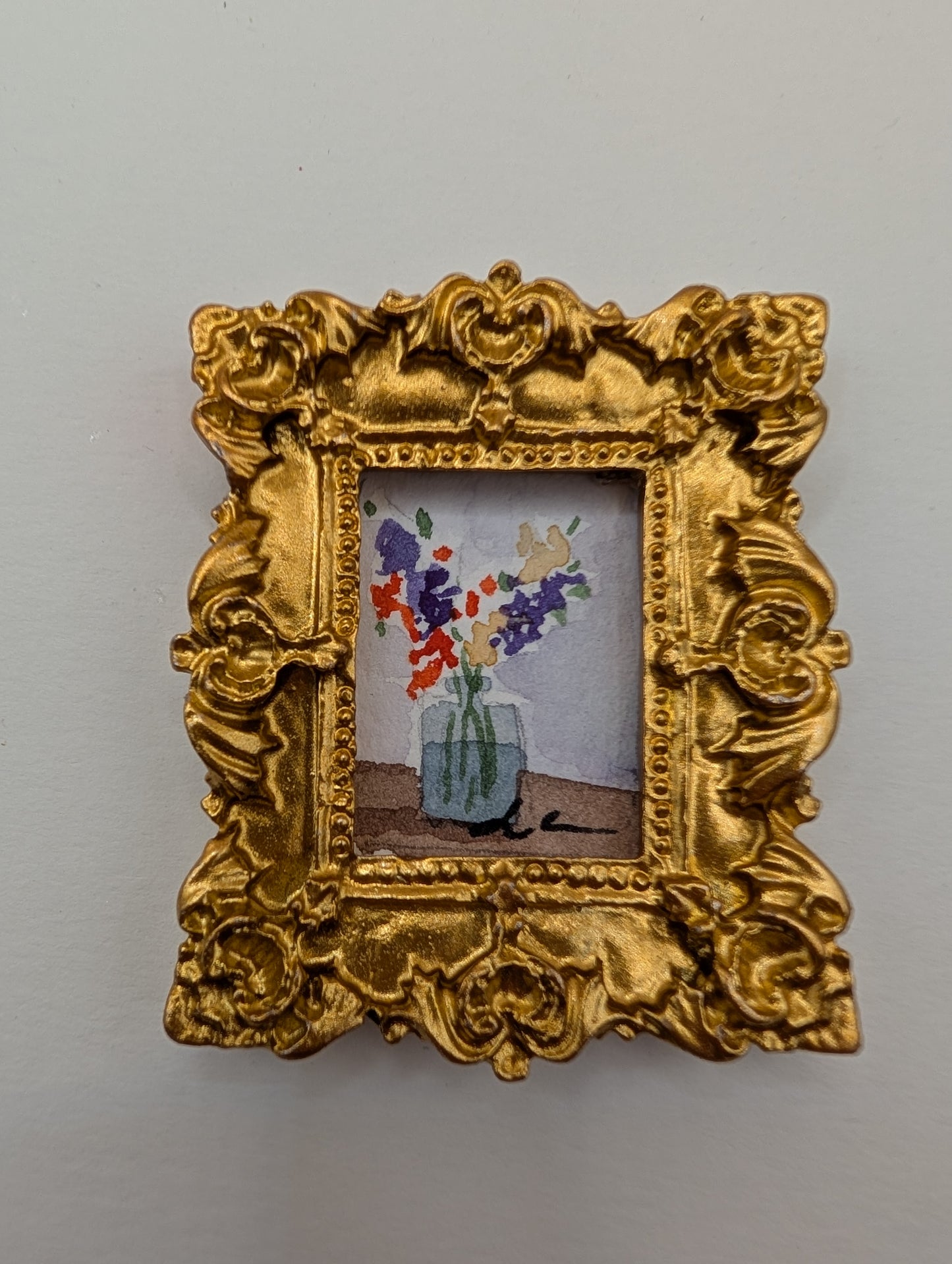 Mini Vase of Flowers Painting - Original Watercolor Art by Lora Cavallin