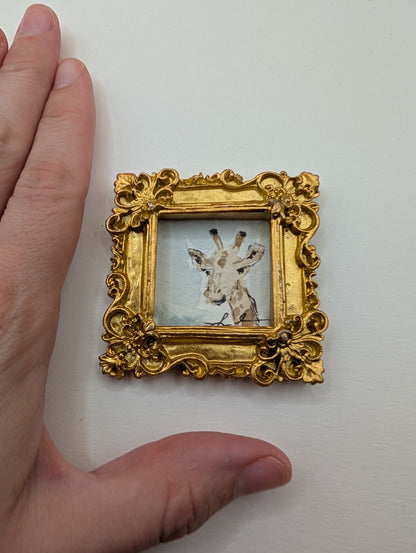 Mini Giraffe Painting - Original Watercolor Art by Lora Cavallin