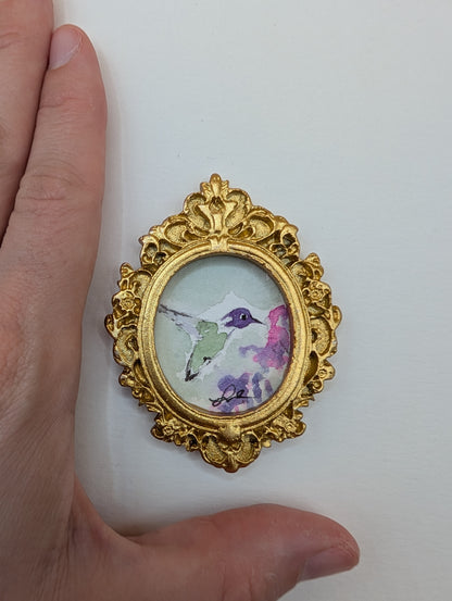 Mini Hummingbird Painting - Original Watercolor Art by Lora Cavallin