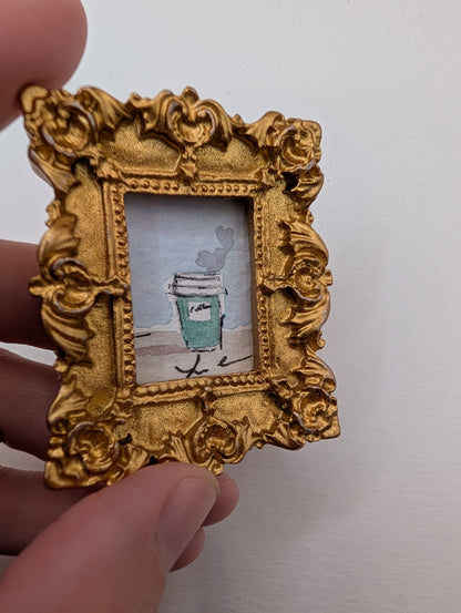Mini Coffee Cup Painting - Original Watercolor Art by Lora Cavallin