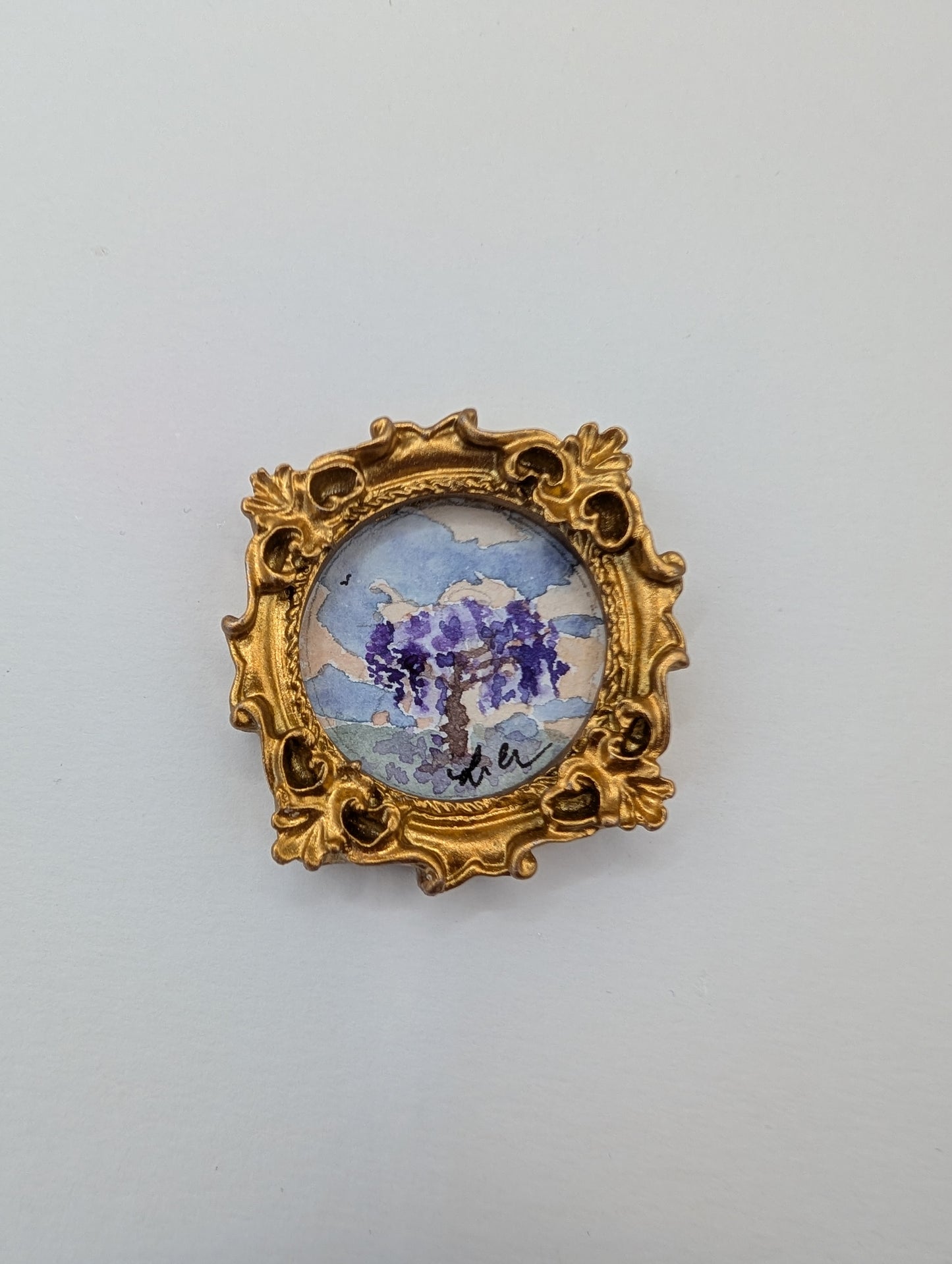 Mini Wisteria Painting - Original Watercolor Art by Lora Cavallin