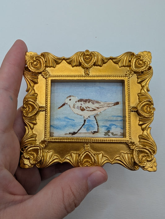 Mini Sandpiper Painting - Original Watercolor Art by Lora Cavallin