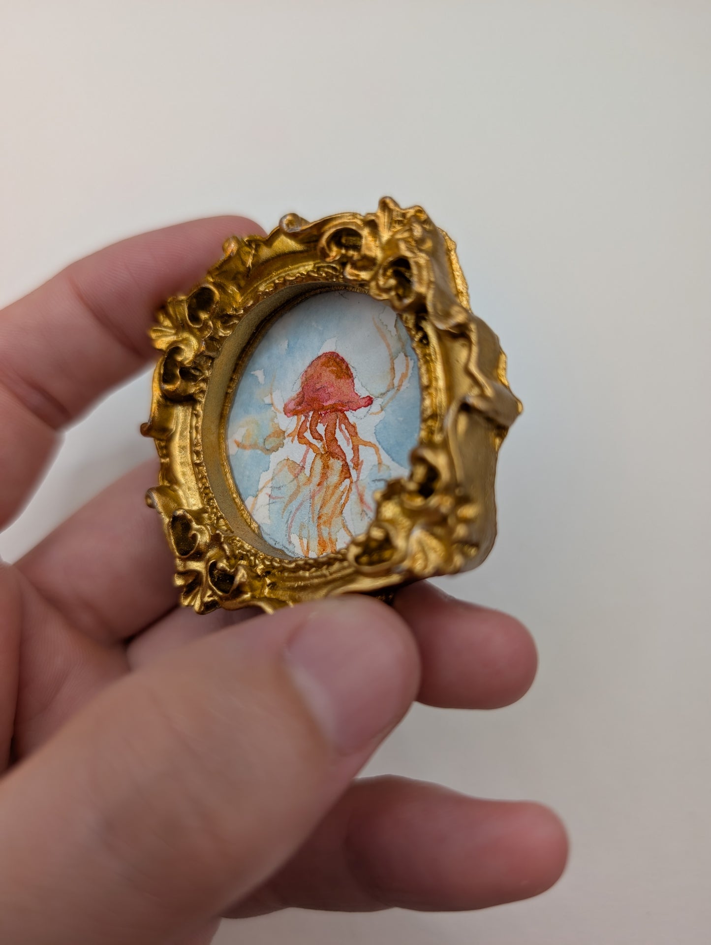Mini Jellyfish Painting - Original Watercolor Art by Lora Cavallin
