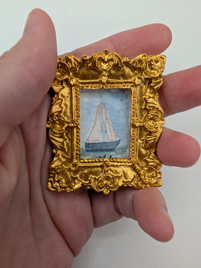 Mini Sailboat Painting - Original Watercolor Art by Lora Cavallin
