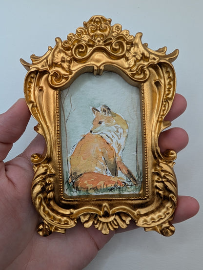 Mini Fox Painting - Original Watercolor Art by Lora Cavallin