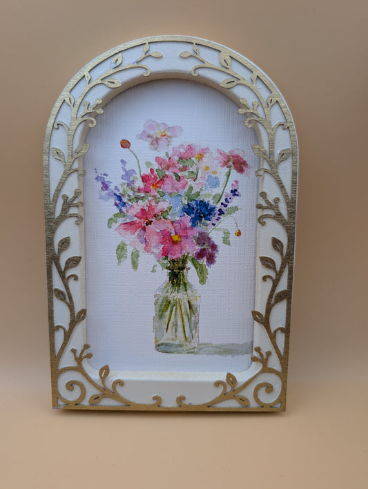 Flowers in Vase - Arched Frame