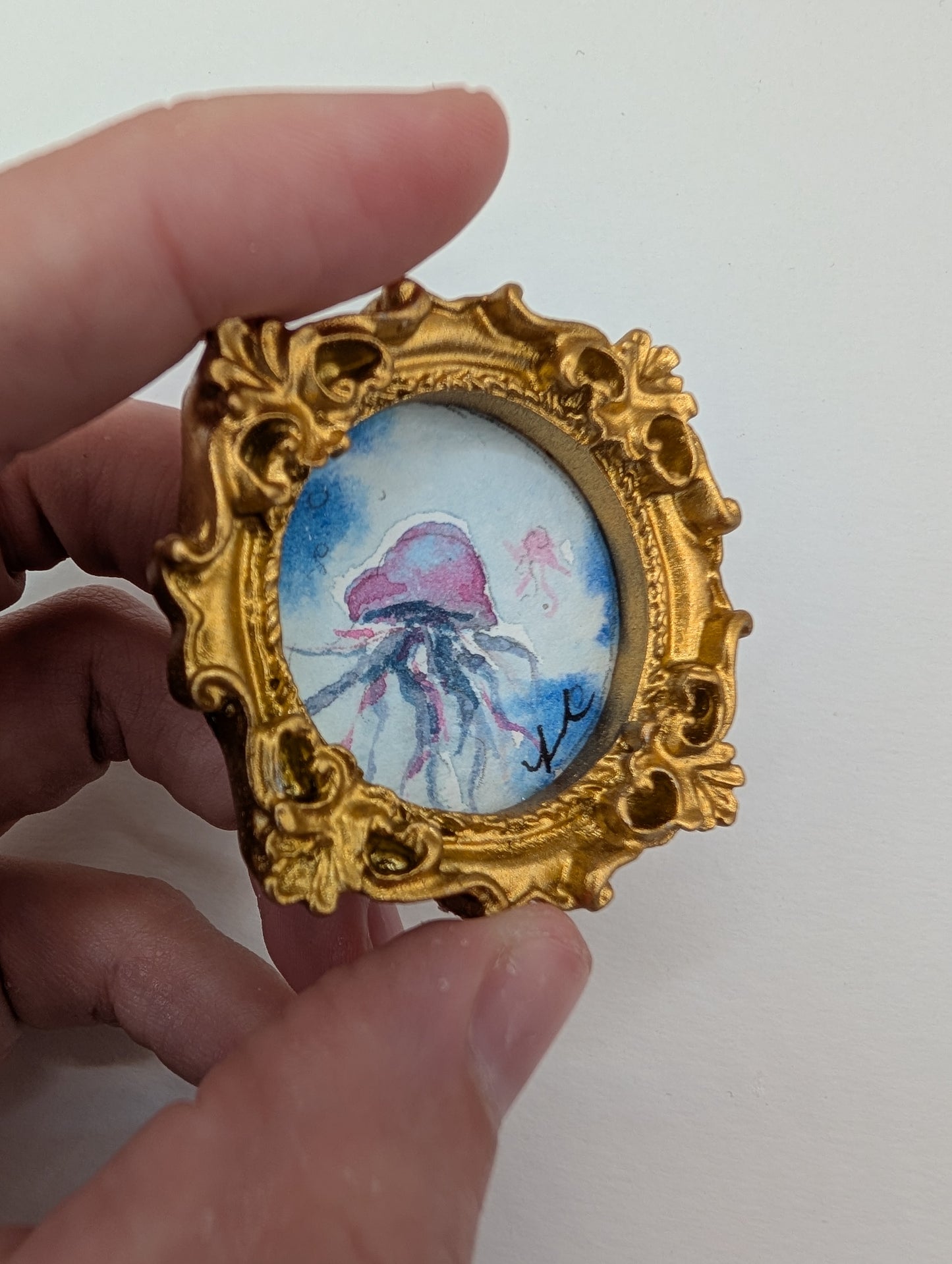 Mini Jellyfish Painting - Original Watercolor Art by Lora Cavallin