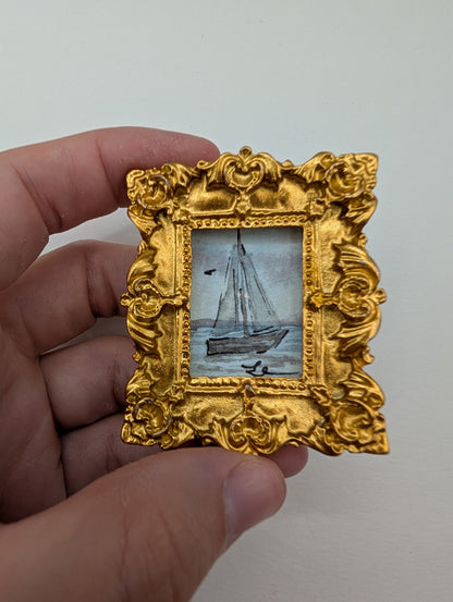 Mini Sailboat Painting - Original Watercolor Art by Lora Cavallin