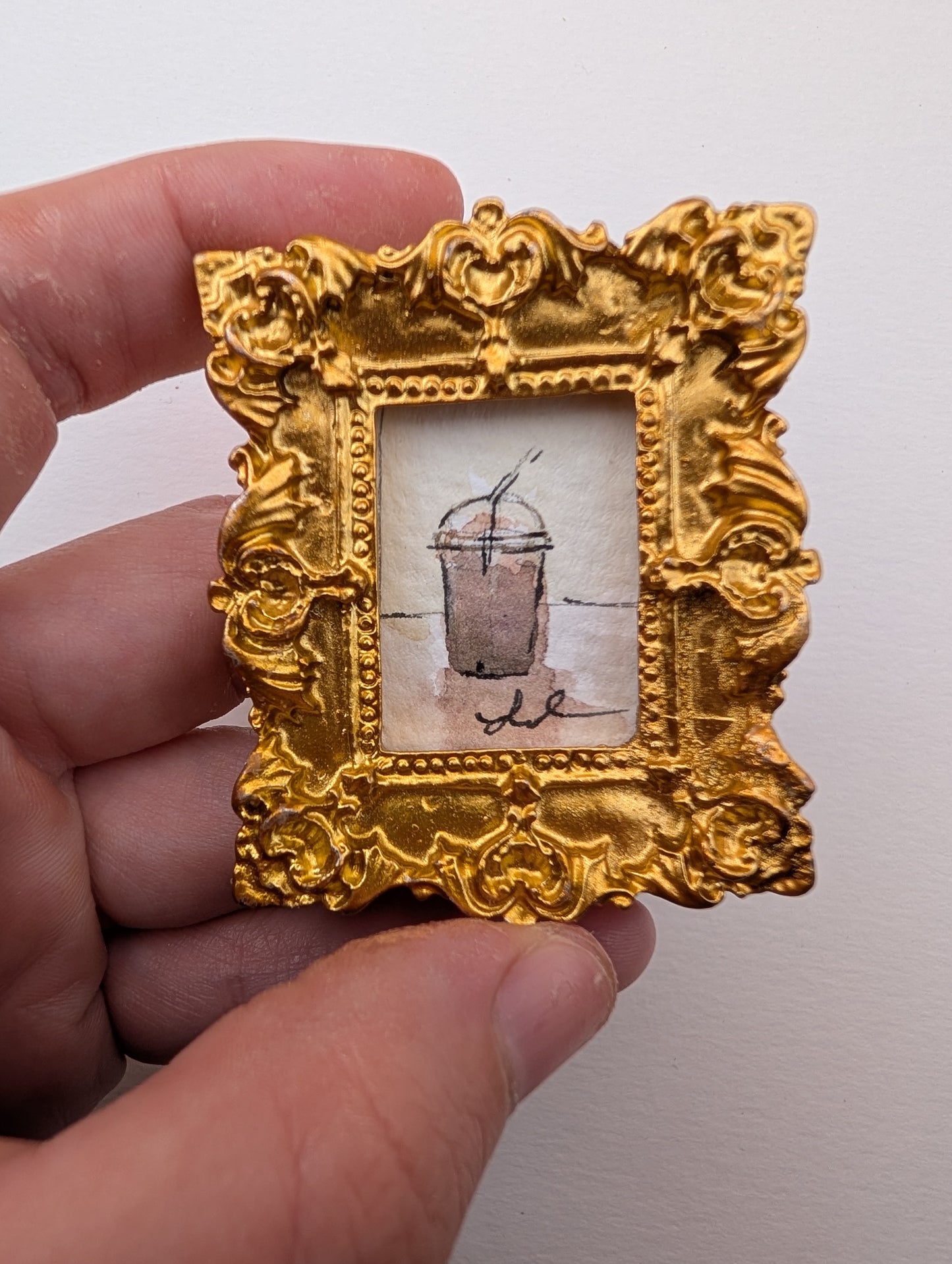 Mini Frozen Drink Painting - Original Watercolor Art by Lora Cavallin