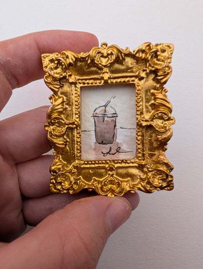 Mini Frozen Drink Painting - Original Watercolor Art by Lora Cavallin