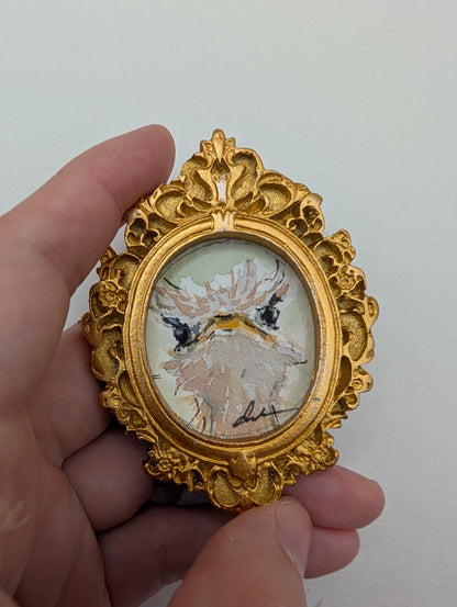 Mini Ostrich Painting - Original Watercolor Art by Lora Cavallin