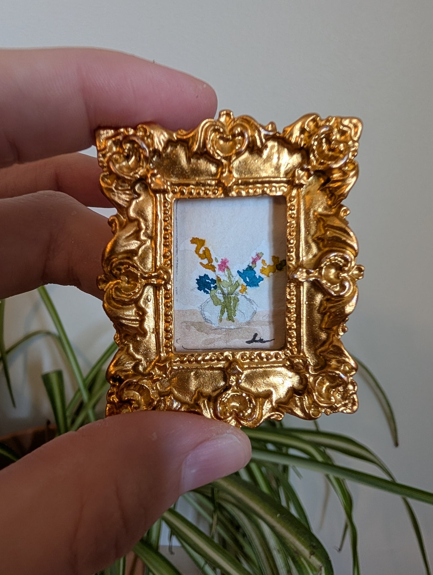 Mini Vase of Flowers Painting - Original Watercolor Art by Lora Cavallin