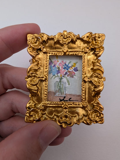 Mini Vase of Flowers Painting - Original Watercolor Art by Lora Cavallin