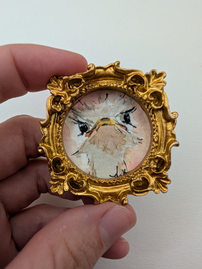 Mini Ostrich Bird Painting - Original Watercolor Art by Lora Cavallin