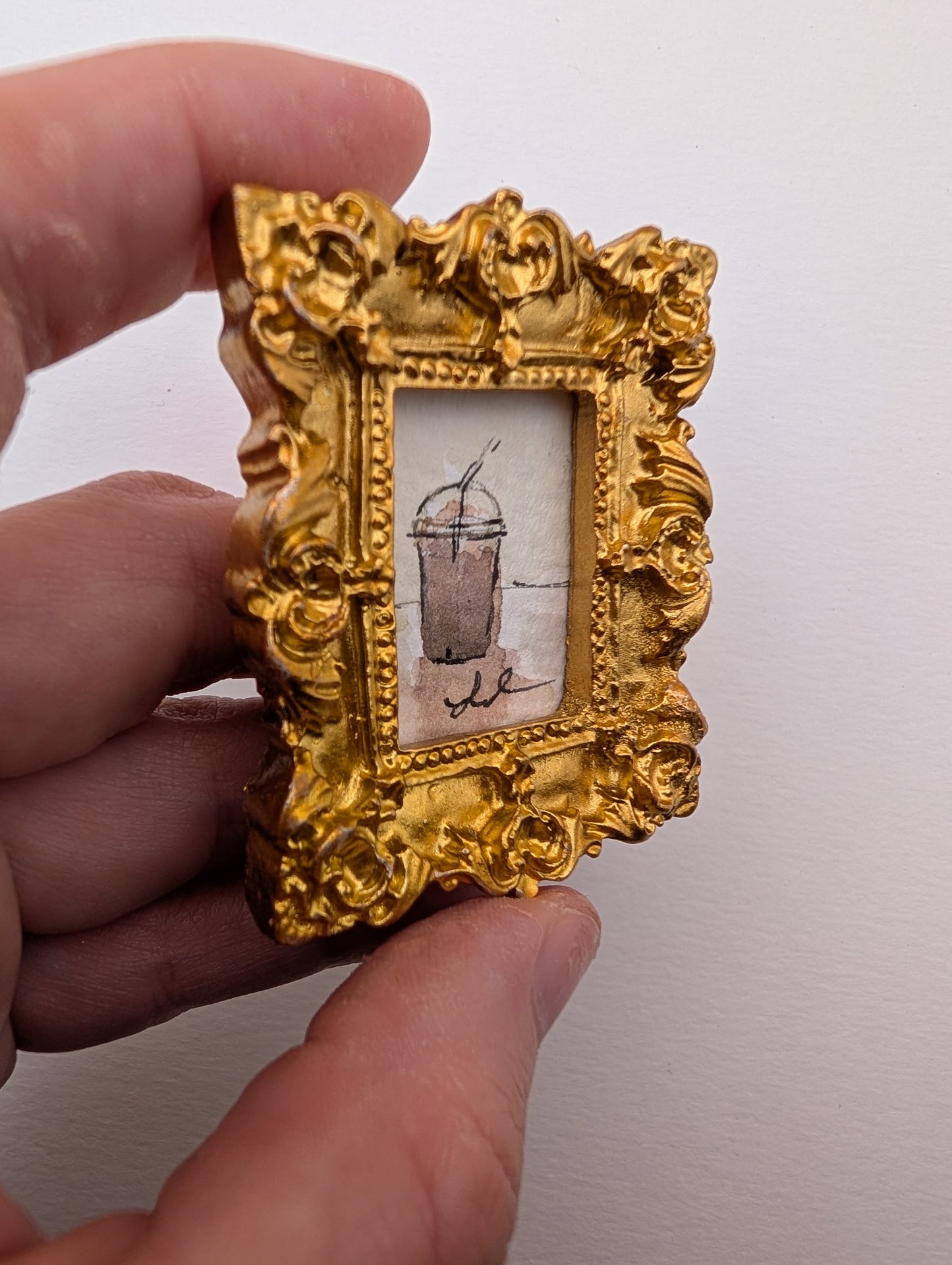 Mini Frozen Drink Painting - Original Watercolor Art by Lora Cavallin