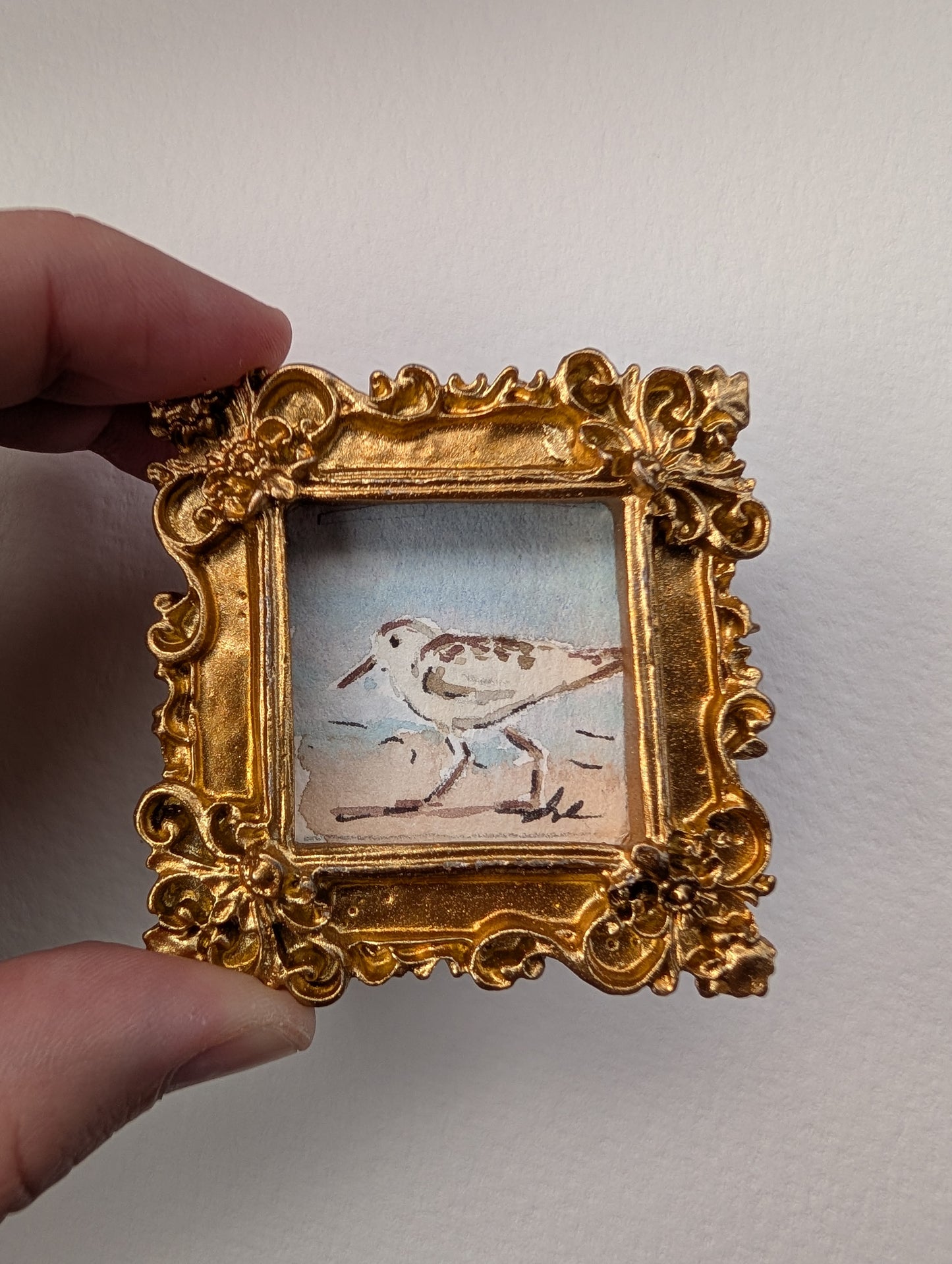 Mini Sandpiper Painting - Original Watercolor Art by Lora Cavallin