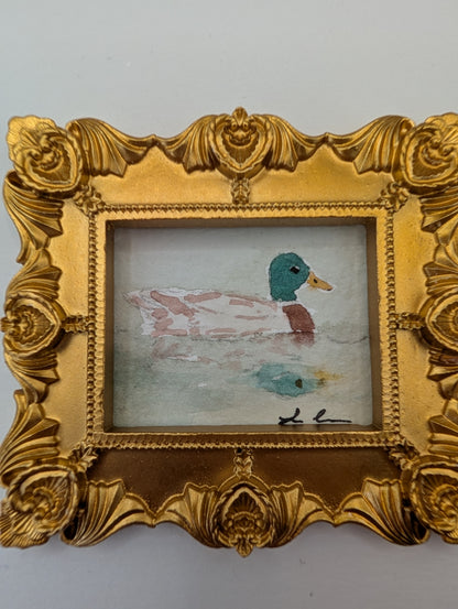 Mini Duck Painting - Original Watercolor Art by Lora Cavallin