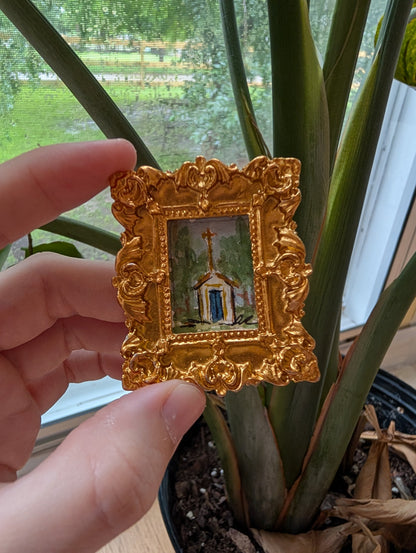 Mini Church Painting - Original Watercolor Art by Lora Cavallin