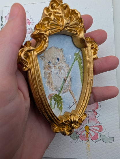 Mini Field Mouse Painting - Original Watercolor Art by Lora Cavallin
