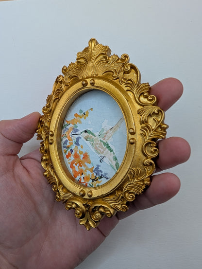 Mini Hummingbird Painting - Original Watercolor Art by Lora Cavallin