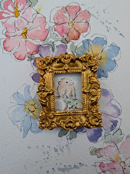 Mini Field Mouse Painting - Original Watercolor Art by Lora Cavallin