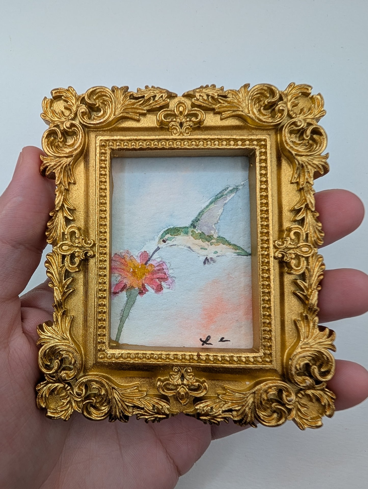 Mini Hummingbird Painting - Original Watercolor Art by Lora Cavallin