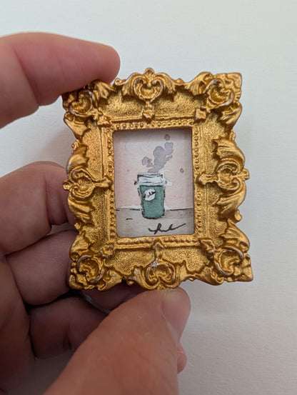 Mini Cup of Coffee Painting - Original Watercolor Art by Lora Cavallin
