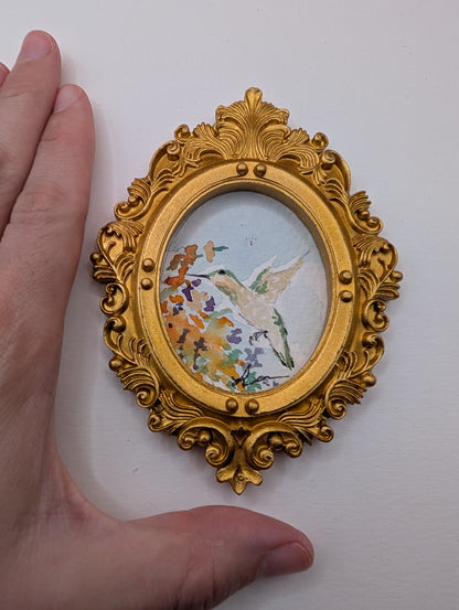 Mini Hummingbird Painting - Original Watercolor Art by Lora Cavallin