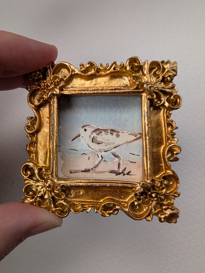 Mini Sandpiper Painting - Original Watercolor Art by Lora Cavallin