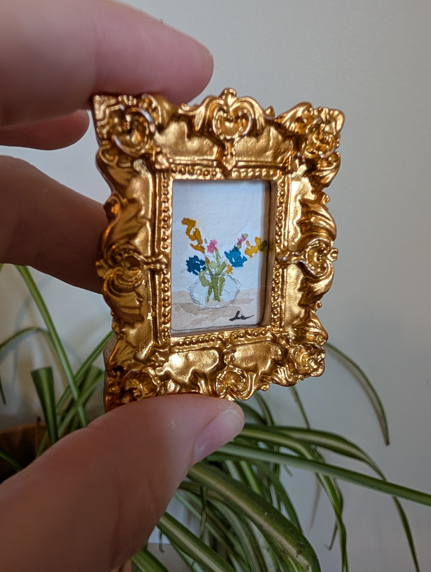 Mini Vase of Flowers Painting - Original Watercolor Art by Lora Cavallin
